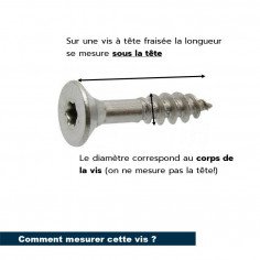 Vis à bois "TF6L" tête fraisée empreinte torx - 6 lobes - Filetage total - INOX  A4 -  LES-INOXYDABLES 2